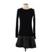 Bailey 44 Casual Dress - A-Line Crew Neck Long sleeves: Black Solid Dresses - Women's Size Small