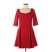 Just Fab Casual Dress - Party: Red Solid Dresses - Women's Size Large
