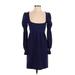 RED Valentino Casual Dress Plunge Long sleeves: Blue Solid Dresses - New - Women's Size 40