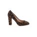 J.Crew Collection Heels: Pumps Chunky Heel Cocktail Party Brown Leopard Print Shoes - Women's Size 7 1/2 - Round Toe