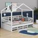 Cosmic Wooden House Bed w/ Shelves & a Mini-cabinet Wood in White | 67.5 H x 47.6 W x 79.1 D in | Wayfair COS80007519AAK