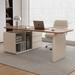 Orren Ellis 2 Piece Rectangular Manufacture wood Desk Office Sets Wood in Brown/White | 29.53 H x 62.99 W x 27.56 D in | Wayfair
