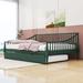 Red Barrel Studio® Samarie Full Wood Daybed w/ Twin Size Trundle Upholstered in Green | 32 H x 57 W x 79 D in | Wayfair