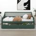 Red Barrel Studio® Keidene Full Size Daybed w/ Two Storage Drawers & Support Legs Wood in Green | 32.3 H x 57.2 W x 75.8 D in | Wayfair