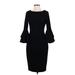 Calvin Klein Cocktail Dress - Sheath Crew Neck 3/4 sleeves: Black Print Dresses - Women's Size 4