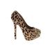 Steve Madden Heels: Pumps Platform Cocktail Party Brown Leopard Print Shoes - Women's Size 7 - Almond Toe