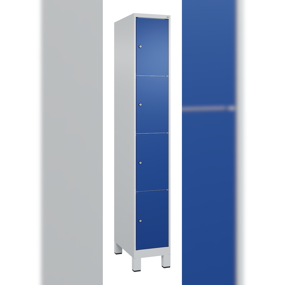 C+P Schließfachschrank Classic PLUS, Füße, 1 Abteil, 1950x300x500mm, 7035/5010 Image