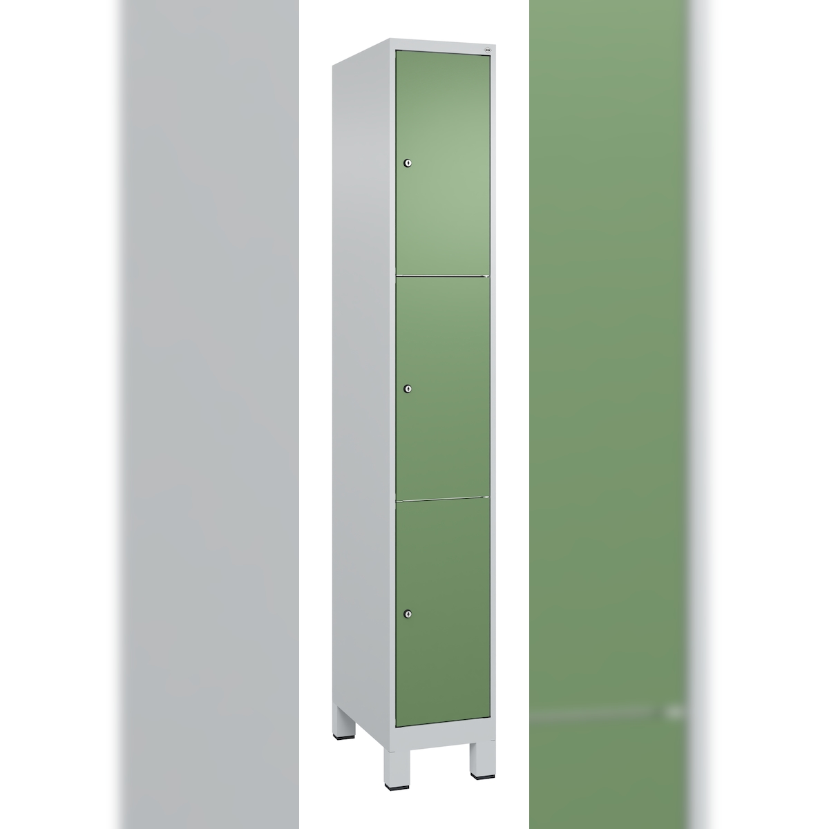 C+P Schließfachschrank Classic PLUS, Füße, 1 Abteil, 1950x300x500mm, 7035/6011 Image