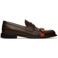 Brown Leather Pin-buckle Loafers