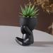 Jytue Succulents Plants Ceramic Pots Modern Human Shaped Planter Pot Small Cactus Pot Creative Cute Fake Plants Vase Planter Table Decoration Sitting Flower Pot for Office Desktop Home DÃ©cor