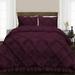 Oversized Queen Comforter Diamond Ruffle Wine Luxurious Collection Microfiber Fill Duvet Insert Box Stiched Quilted Fluffy Soft All Season Comforter with Pillowcases & Premium Piping