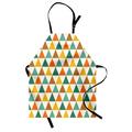 Geometric Apron Retro Style Triangle Forms Geometric Arrangement Colorful Shapes Vintage Pattern Unisex Kitchen Bib with Adjustable Neck for Cooking Gardening Adult Size Multicolor by Ambesonne