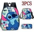 Fashion Cute Stitch Backpack Shoulder Bag Stitch Pencil Case Student School Bag Stitch Diagonal Bag for Student Boys Girls Kids Christmas Gift 3 PCS (#3)