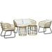 Outsunny 5 Piece PE Rattan Outdoor Furniture Set w/ Stacking Tables White