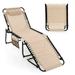 Gymax Patio Folding Chaise Lounge Portable Lay Flat Reclining Chair w/ 4-Level Backrest Side Pocket