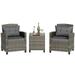 Walsunny 3 Pieces Patio Furniture Set Outdoor Wicker Conversation Bistro Set Outdoor Patio Chairs with Tempered Glass Table Grey