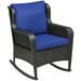 Outsunny Wicker Rocking Chair Outdoor Rocker w/ Cushions Dark Blue