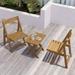 M optimized 3 Piece Wood Bistro Set Folding Patio Furniture Set with 2 Chairs Table for Balcony Backyard Patio