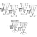 Car Cup Holder 3 Count for Dipping Sauce French Fry Cutter Snack Appetizer Serving Rack Cone Stainless Steel