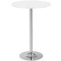 Homall Bistro Pub Table Round Bar Height Cocktail Table Metal Base MDF Top Obsidian Table with Black Leg 23.8-Inch Top 39.5-Inch Height White & Silver