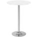 Homall Bistro Pub Table Round Bar Height Cocktail Table Metal Base MDF Top Obsidian Table with Black Leg 23.8-Inch Top 39.5-Inch Height White & Silver
