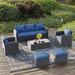 Royalcraft 6 Pieces Patio Furniture Set All Weather PE Wicker Rattan Outdoor Sectional Sofa with Storage Box and Cushion Outdoor Furniture for Lawn Backyard Poolside Porch
