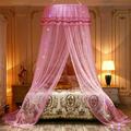 Lovegab Mesh Bed Canopy - Elegant Lace Round Hoop Polyester Sheer Mesh Bed Curtains - Princess Dome Bedding Net for Twin Full Queen King Size Bed