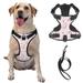 TEQUAN Large Dog Harness with Leash Pink Cartoon Rainbows Unicorns Prints Reflective No Pull Adjustable Pet Vest (XL)