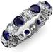 TriJewels Round Blue Sapphire Lab Grown Diamond 4 1/3 ctw Womens Eternity Band Stackable 14KWhite Gold-6.0