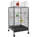 30.31In Height Wrought Iron Bird Cage with Wheels iMounTEK Large Standing Top Opening Bird Cage for Parrots Conure Lovebird Canaries Black