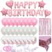 Birthday Party Decoration Pink and White Balloons Happy Confetti Ornament Decorations Gold