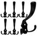 Vintage Hook Key Hanging 3 Coat Hooks for Walls Clothing Household Zinc Alloy 6 Pcs