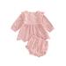 TheFound Infant Baby Girls Summer Clothes Long Sleeve Tunic Dress Tops Elastic Ruffle Shorts Outfits