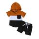 Canrulo Toddler Baby Boy Summer Clothes Short Sleeve Hooded T-shirt Top+Elastic Drawstring Waist Shorts 2Pcs Set Brown White Black 2-3 Years