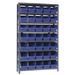 Quantum Storage Systems 1275-SB802 Steel Shelving with 35 8 in. Plastic Shelf Bins Blue - 36 x 12 x 75 in.