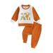 Canrulo Toddler Baby Girls Boys Halloween Outfits Pumpkin Letter Embroidery Long Sleeve Sweatshirt and Long Pants 2Pcs Clothes A 12-24 Months