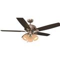 Hampton Bay 37750 52 in. Rockport LED Indoor Ceiling Fan with Light Kit Brushed Nickel