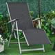 Outsunny Outdoor Sun Lounger 10-Position Adjustable Texteline Folding Reclining Chairs with Footrest for Patio Garden Black and Grey