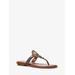 Michael Kors Aubrey Cutout Signature Logo and Leather T-Strap Sandal Brown 7.5