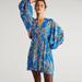 Free People Dresses | Free People Arzel Printed Mini Dress Nwt | Color: Blue/Cream | Size: M