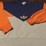 Adidas Shirts | Adidas Three Stripes Trefoil Fleece Lined Zip Crew Neck Sweatshirt | Color: Blue/Orange | Size: M