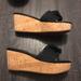 Coach Shoes | Coach Jazmin Black Canvas Cork Wedges Slides Platform Sandals 9.5 | Color: Black | Size: 9.5