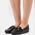 Michael Kors Shoes | Michael Kors Women's Shoes Black Leather Moccasins Sutton Size 10m | Color: Black/Silver | Size: 10