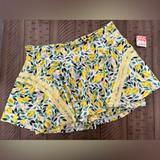 Free People Shorts | Free People Movement Pleats And Thank You Printed Skort | Color: White/Yellow | Size: M