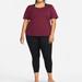 Nike Tops | Nike Dri-Fit Yoga Women’s Short Sleeve Metallic Trim Top/Sz: M/Nwt | Color: Red | Size: M