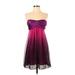 Jump Apparel Cocktail Dress - A-Line Strapless Sleeveless: Purple Ombre Dresses - Women's Size 5