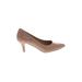 Heels: Slip On Kitten Heel Classic Tan Print Shoes - Women's Size 10 - Pointed Toe