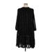 Casual Dress - DropWaist Mock 3/4 sleeves: Black Print Dresses - New - Women's Size Large