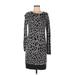 Carmen Carmen Marc Valvo Casual Dress - Sweater Dress: Gray Leopard Print Dresses - Women's Size Medium