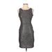 Aqua Cocktail Dress - Sheath: Silver Jacquard Dresses - Women's Size X-Small